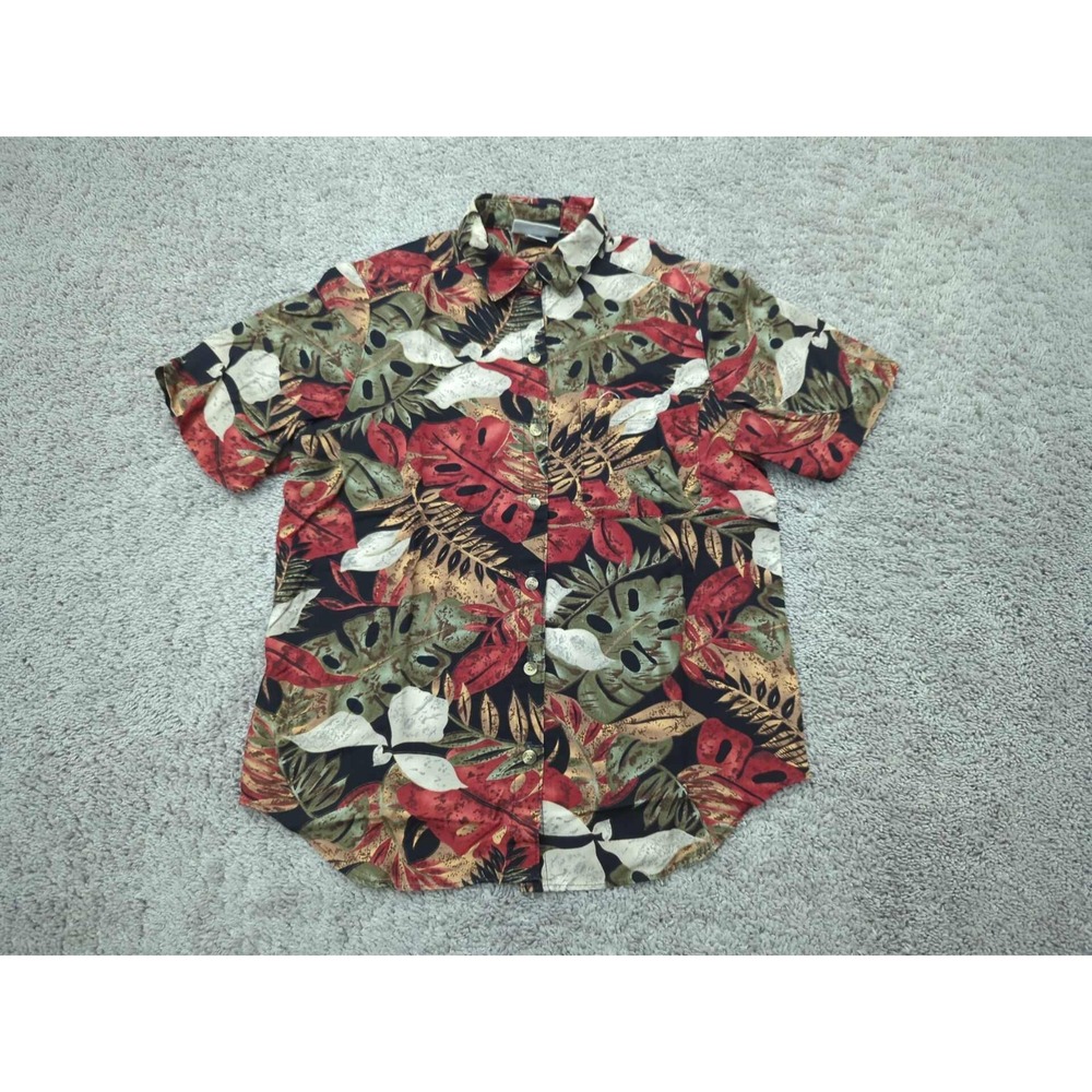 Alfred Dunner Button Up Shirt Womens 8 PETITES Hawaiian Made in USA Grandmacore